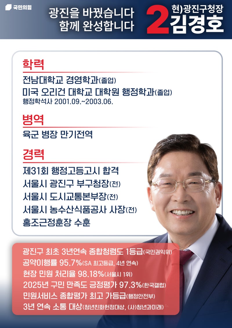 김경호 광진구청장 예비후보 프로필