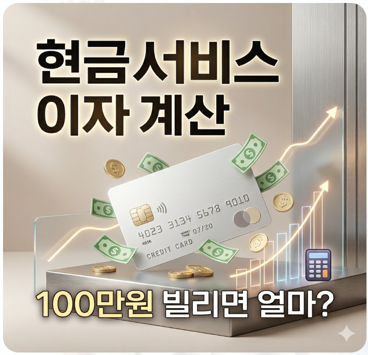  신용카드 현금서비스 이자 계산, 100만원 빌리면 실제 상환액은 얼마일까?