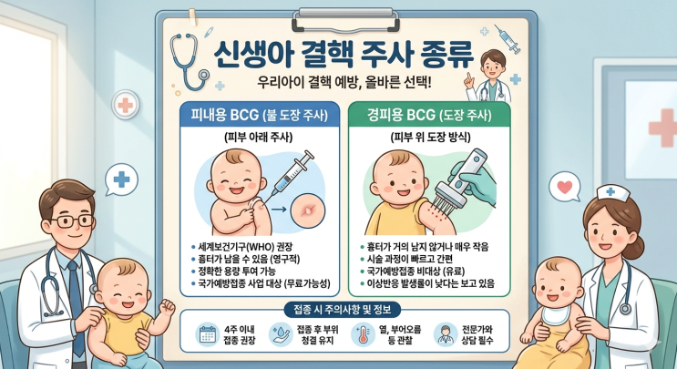  신생아 결핵 주사 종류｜BCG 경피용 vs 피내용 차이 쉽게 정리