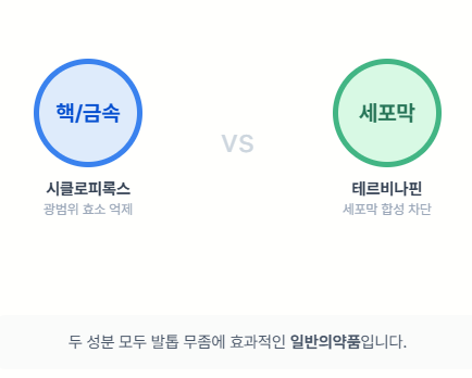 [발톱무좀 4탄] 시클로피록스 vs 테르비나핀 네일라카 — 용법과 특징 비교