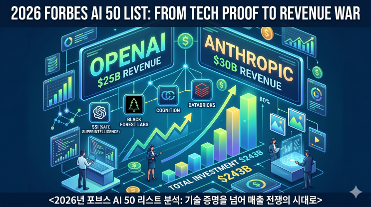  2026 포브스 AI 50 리스트 분석: 기술 증명을 넘어 매출 전쟁의 시대로
