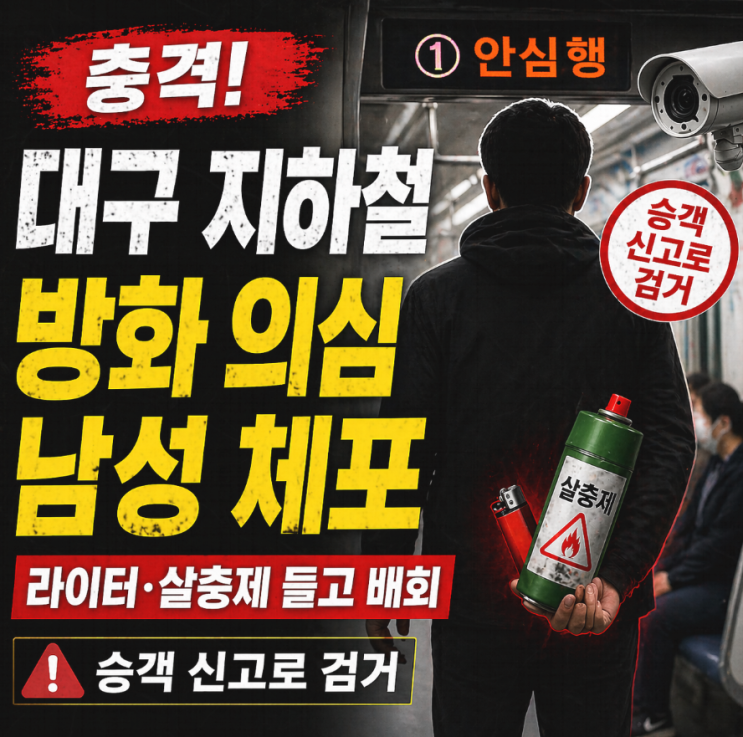  “충격” 대구 지하철서 방화 의심 남성 체포…출근길 공포