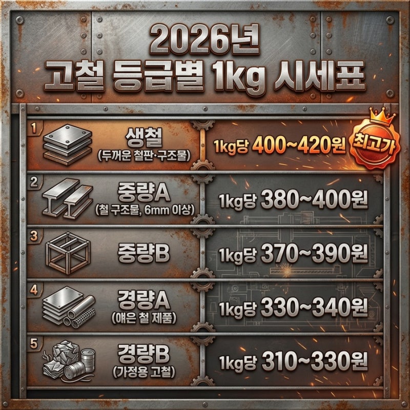 [2026년] 오늘 고철 시세 1kg 가격 확인 방법 총정리 (생철·중량·경량 시세표, 실시간 조회 사....