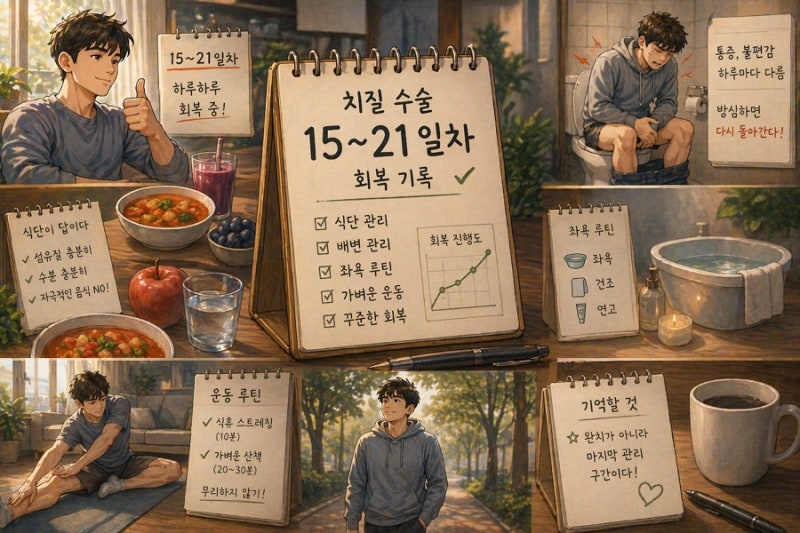 치질 수술 15~21일차, 중간 총정리(이 시기, 방심하면 다시 돌아간다)