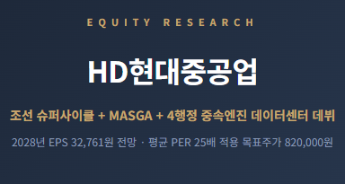 HD현대중공업 주가 목표가격 전망, 데이터센터 4행정 중속엔진! 조선 대장주 슈퍼사이클
