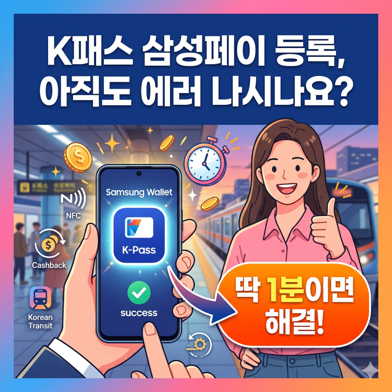 2026 K패스 교통카드 삼성페이 등록 및 오류 해결법, 지갑 없이 출퇴근하는 완벽 가이드
