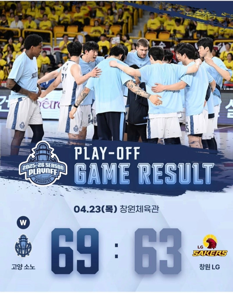 KBL 프로농구 플레이오프 4강 1차전 고양 소노 VS 창원LG 승자는??