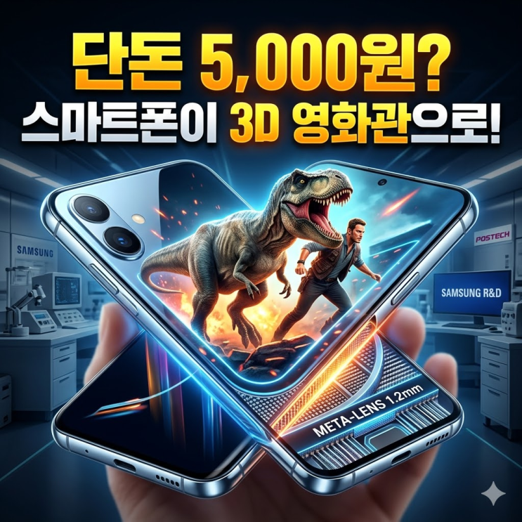  삼성과 K-연구진의 혁명! 안경 없는 3D '메타렌즈' 네이처 등재 (두께 1.2mm)