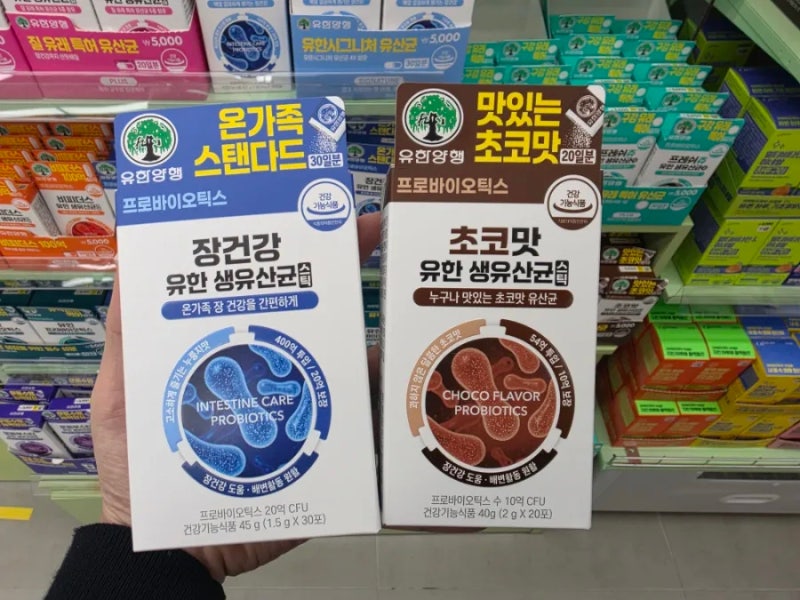 다이소 유한양행 유산균(초코맛, 생유산균 후기) 내돈내산 _신제품(일반유산균과 구강유래 ....