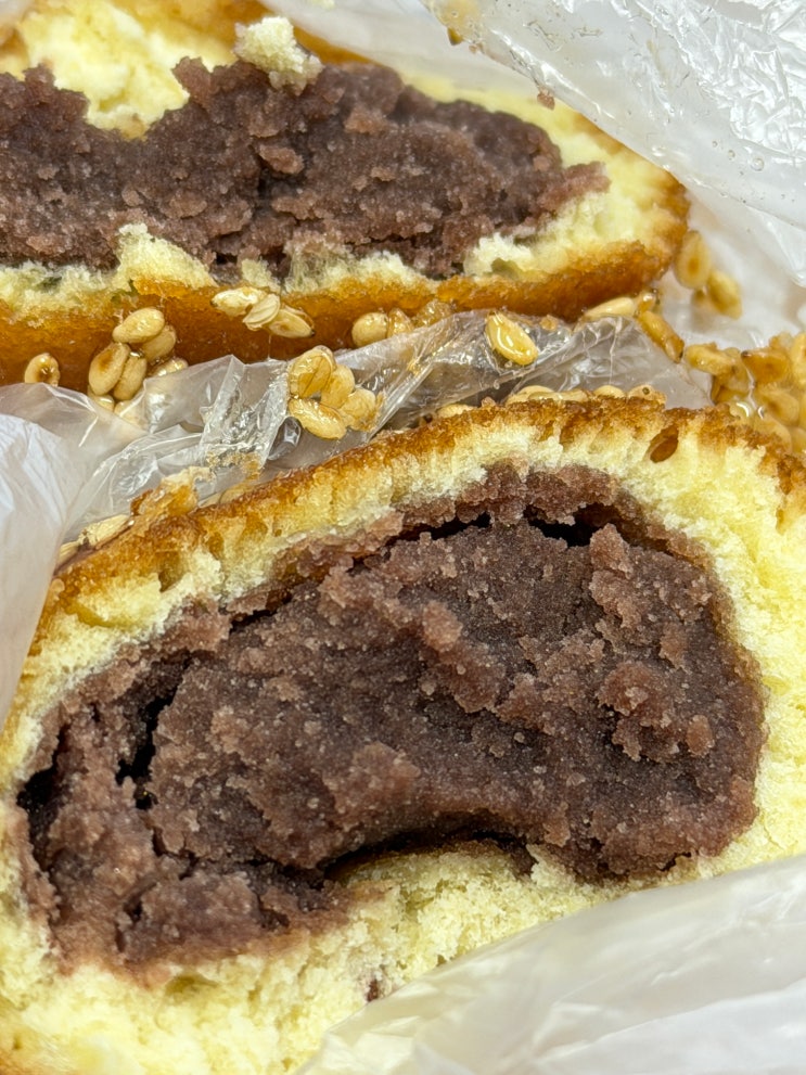  통영 오미사꿀빵 단면 자색고구마 호박 진주꿀빵과 비교