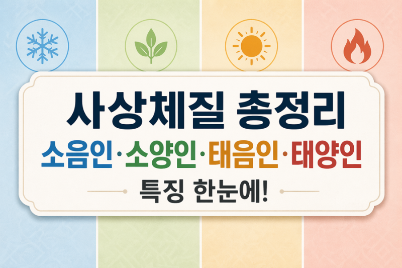 사상체질 총정리｜소음인·소양인·태음인·태양인 특징 한눈에