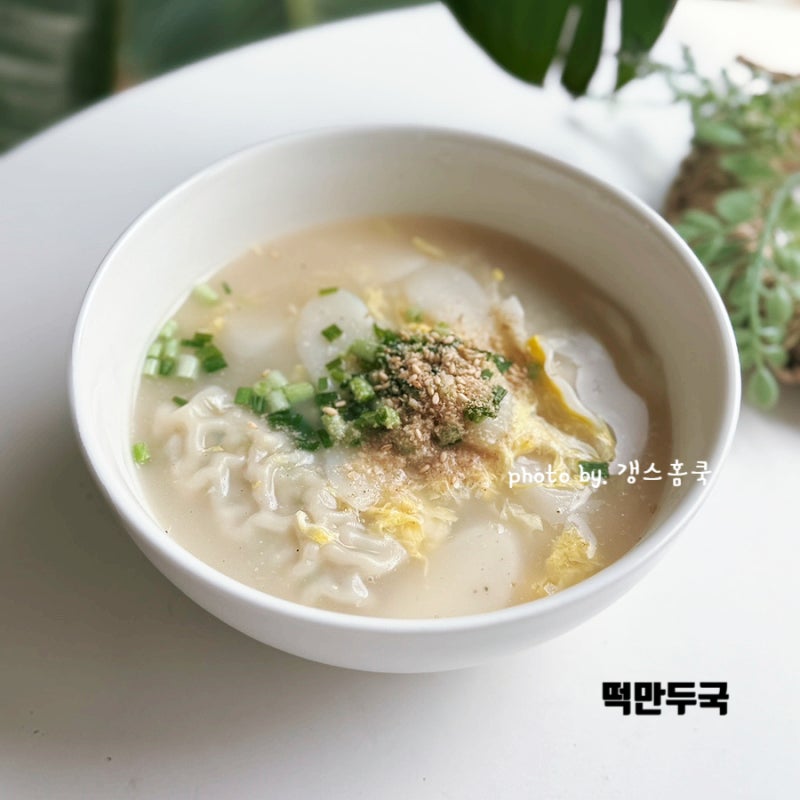 떡만두국 레시피 코인육수 활용 2인분 고기없이 떡국 끓이는법
