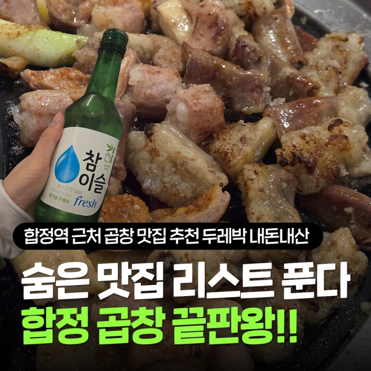  합정역 근처 곱창 맛집 추천 기름때 없는 위생 좋은 식당 두레박 내돈내산 후기
