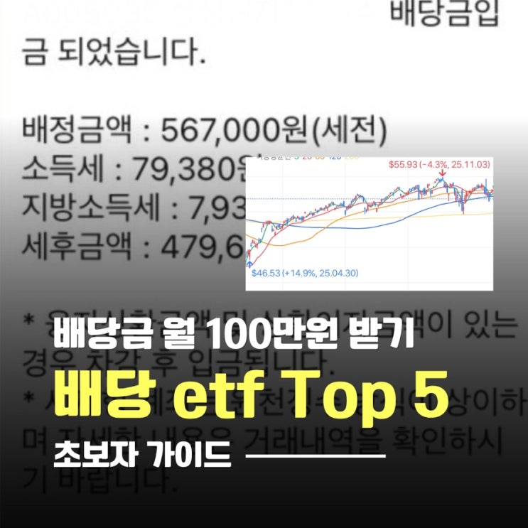  배당etf로 제 2의 월급 100만원 현금흐름 만들기 Top 5