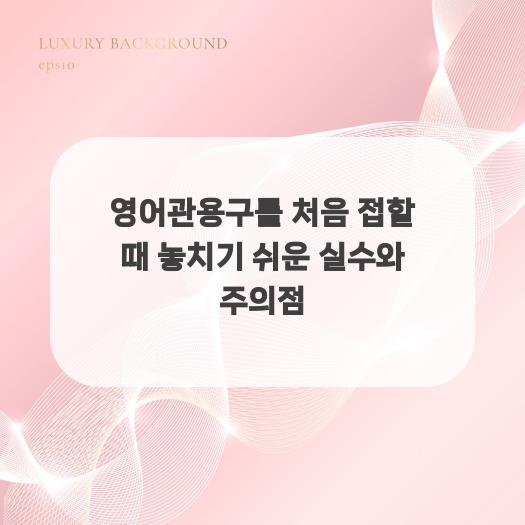  영어관용구를 처음 접할 때 놓치기 쉬운 실수와 주의점
