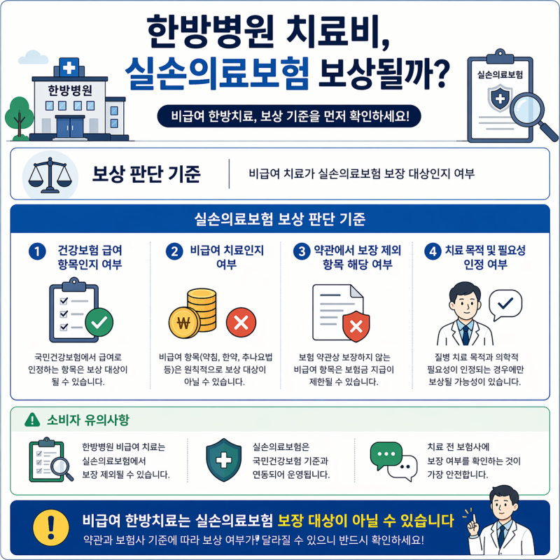한방병원 치료비, 실손의료보험에서 보상 안 되는 이유