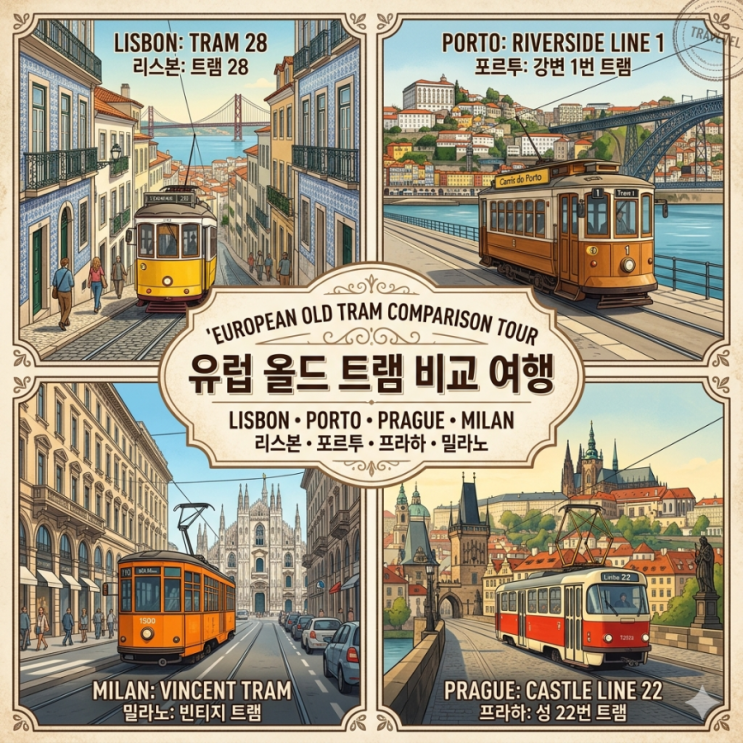  유럽 올드 트램 여행 리스본 트램을 기준으로 본 프라하, 밀라노, 포르투 노선 비교