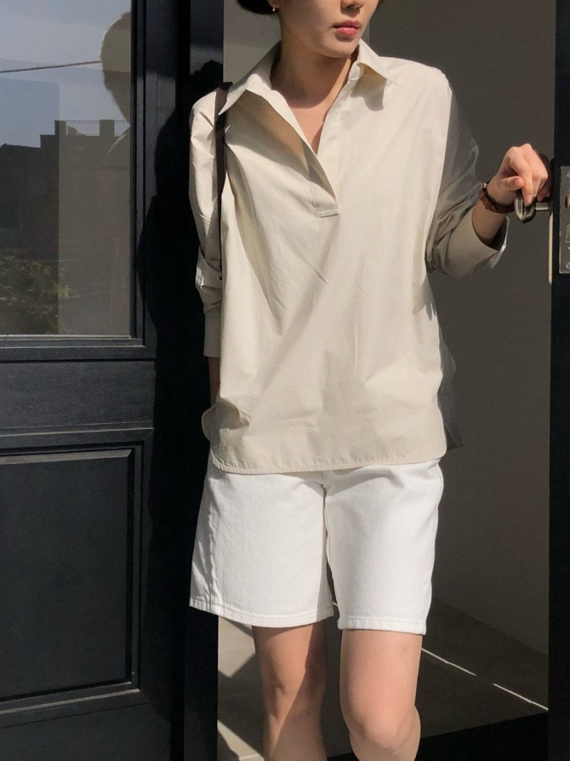 모아니 프리미엄 카라 오버 셔츠