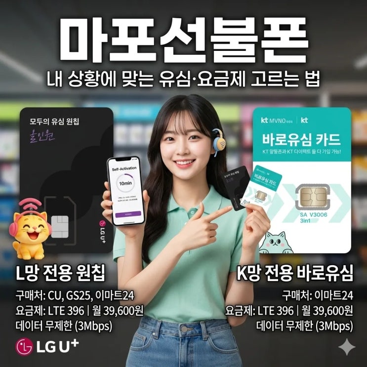  마포선불폰 요금제 호환 유심 종류 셀프개통 방법