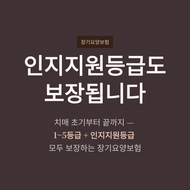  장기요양보험 추천>인지지원등급까지 보장/ 주야간 & 복지용구까지 보장 핵심