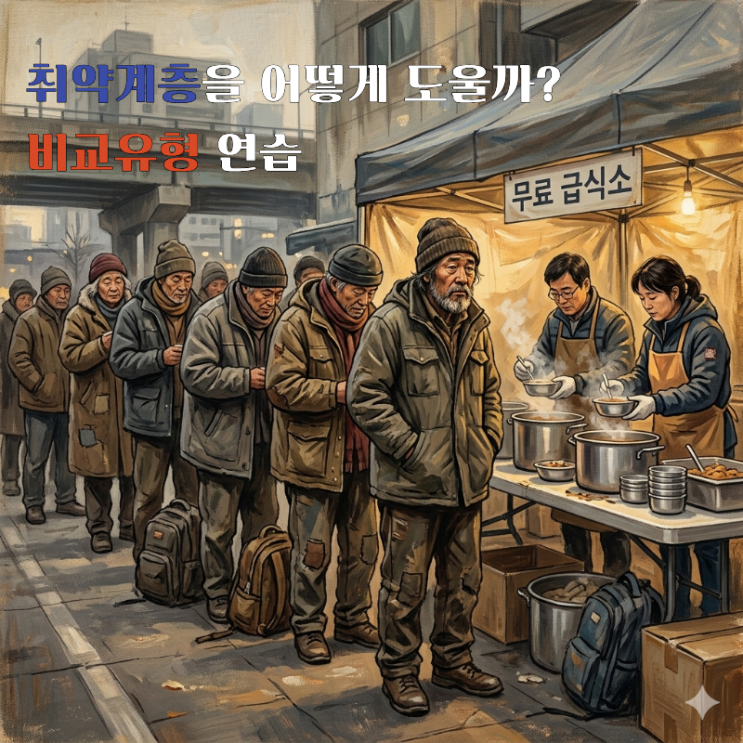  중앙대 입시 인문논술 기출 해설 - 취약계층 지원 방안 비교