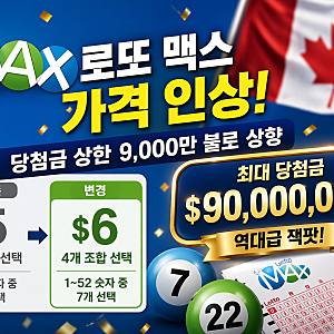 캐나다뉴스] 캐나다 로또 맥스 가격 인상 & 당첨금 상향 총정리