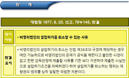  비영리공익법인 설립 허가 취소 관련 판례