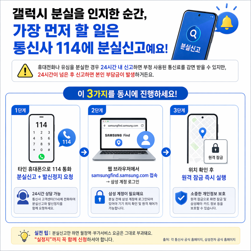 갤럭시 분실 찾기 방법 3단계, Samsung Find로 위치추적부터 원격 잠금까지
