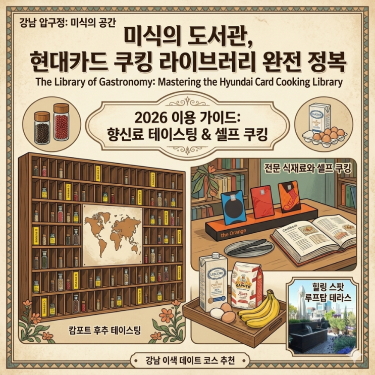 강남 가볼만한곳 현대카드 쿠킹 라이브러리 예약 및 이용 꿀팁 향신료 시식 등