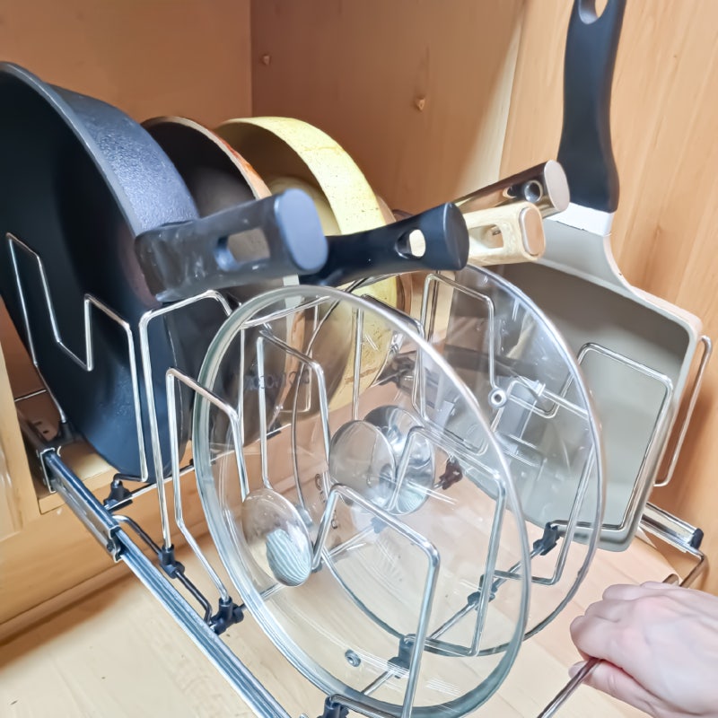 후라이팬 정리대 추천 스텐 슬라이딩 수납 거치대 에브리윅