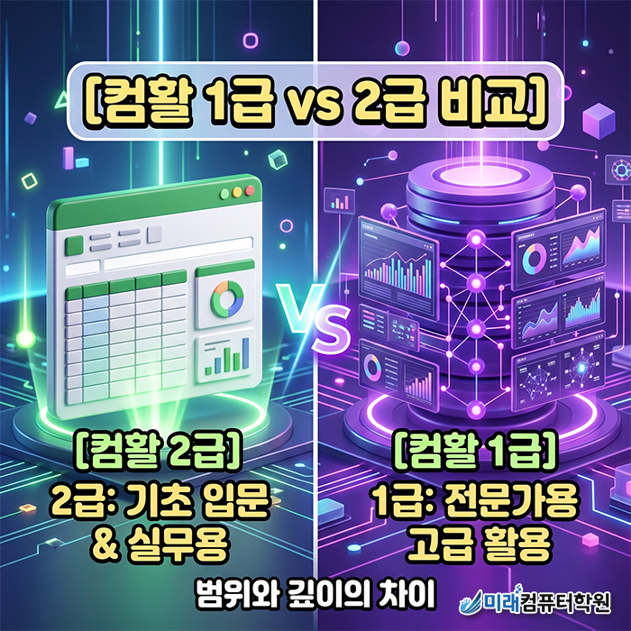  컴활 1급 vs 2급 차이점!엑셀 초보가 컴활 1급 바로 도전하면 안 되는 이유 (feat. 단계별 합격 가이드)