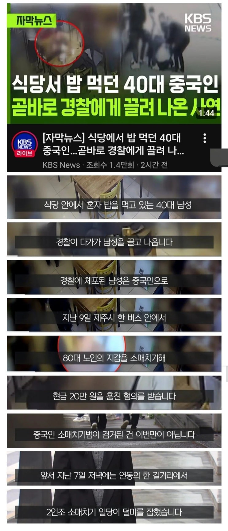  요즘 제주도에 있다는 중국인 소매치기