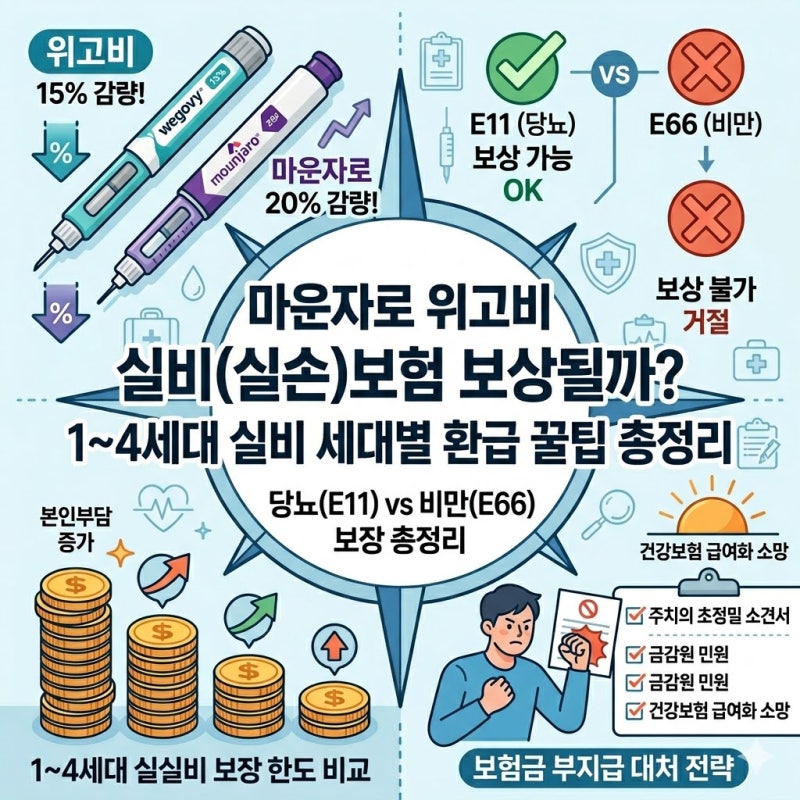 마운자로 위고비 실비(실손)보험 보상될까? 1~4세대 실비 세대별 환급 꿀팁 총정리