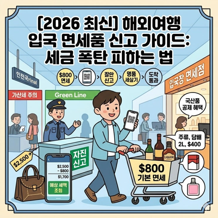  [2026 최신] 해외여행 입국 면세 한도 총정리 & 모바일 세관 신고 방법 (feat. 주류, 향수 100ml)