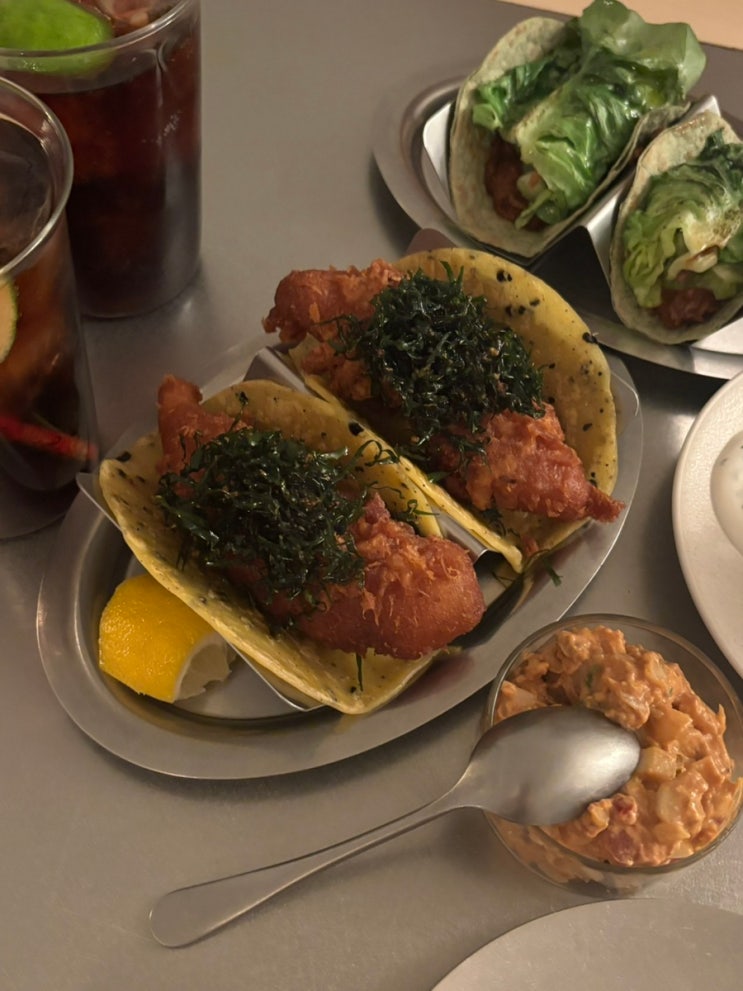  한남동 맛집 타크 tac 리뉴얼 재방문 평일 웨이팅 후기 (피쉬타코, 비프타코, 콘립)