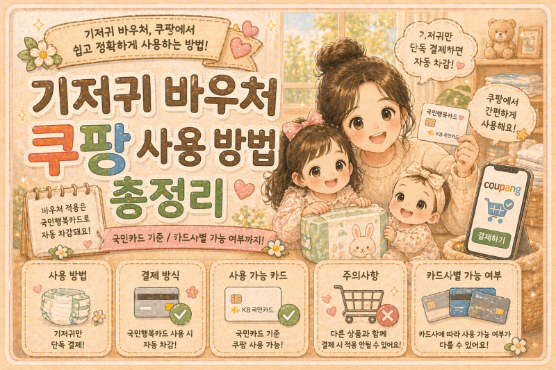 기저귀 바우처 쿠팡 사용방법 총정리｜국민행복카드 결제·안되는 이유·카드사별 가능 여부....
