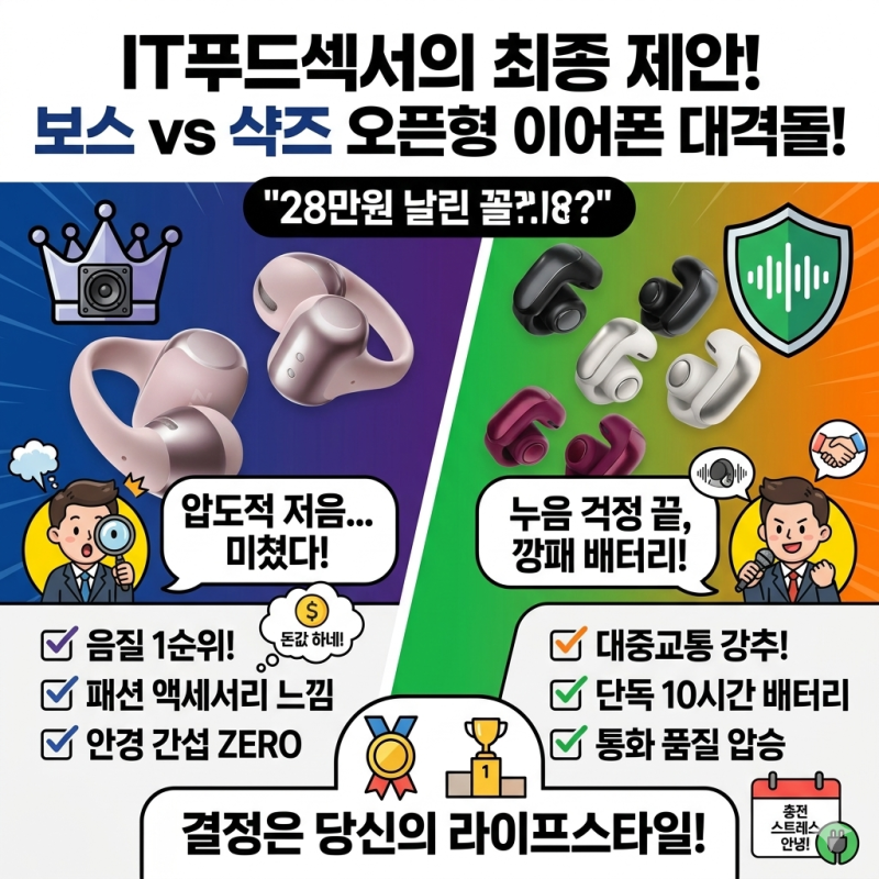 "28만원 버리는 꼴?" 보스 QC 울트라 vs 샥즈 오픈닷원, 음질과 누음 사이의 치명적 결점
