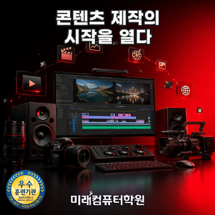  부산·김해·양산 멀티미디어콘텐츠제작전문가 자격증 취득! 프리미어·에펙·포토샵으로 영상편집 취업까지 (국비지원·포트폴리오 완성)