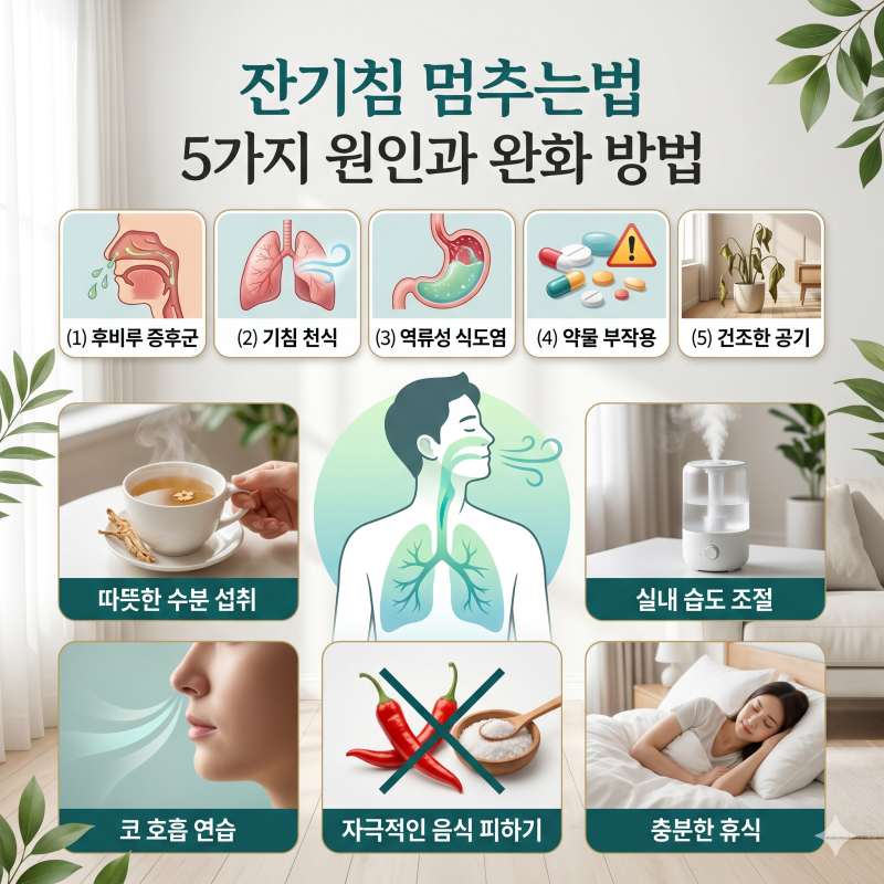 잔기침 멈추는법 5가지 원인과 완화 방법