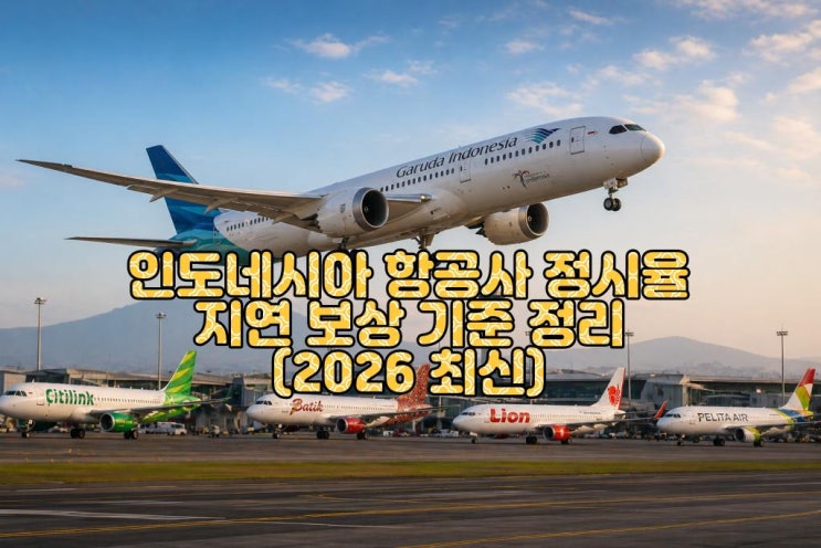 인도네시아 항공사 정시율 및 지연 보상 기준 정리 (2026 최신)