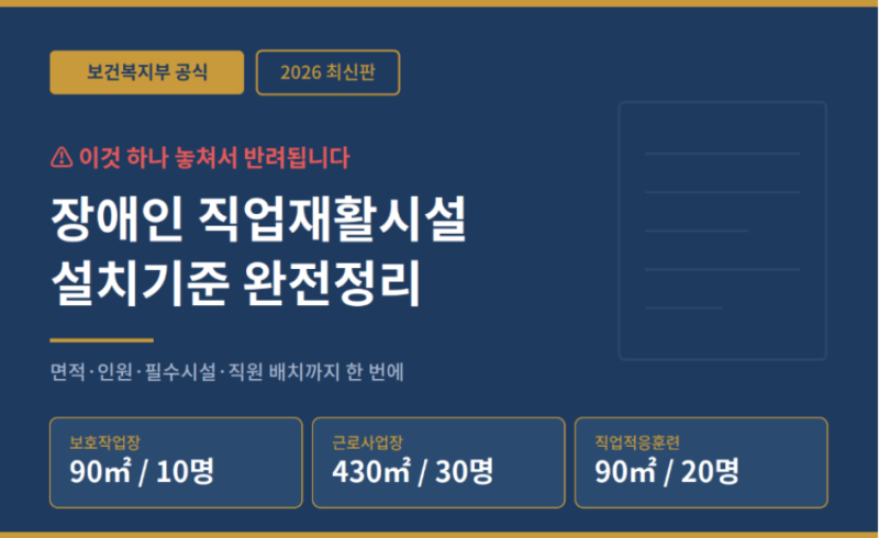 2026 장애인 직업재활시설 설치기준 완전정리