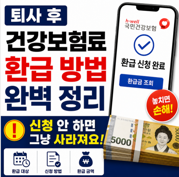 퇴사 후 건강보험료 환급 방법 완벽 정리 (신청 안 하면 그냥 사라져요)