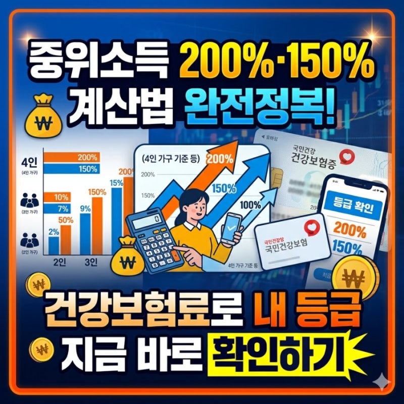 중위소득 200%·150% 계산법 완전정복 건강보험료로 내 등급 지금 바로 확인하기