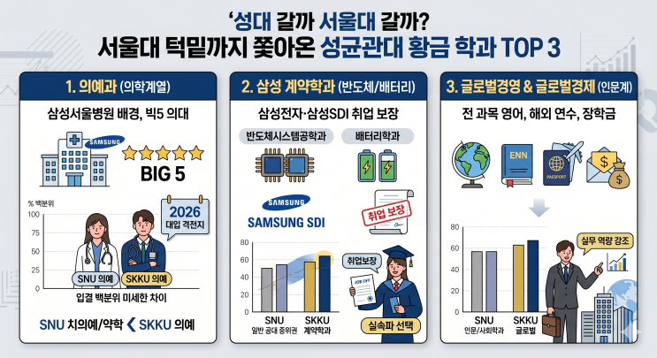  성대 갈까 서울대 갈까? 서울대 턱밑까지 쫓아온 성균관대 황금 학과 TOP 3