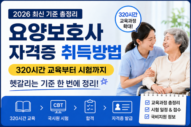  요양보호사 자격증 취득방법, 320시간 교육부터 시험까지 헷갈리는 기준