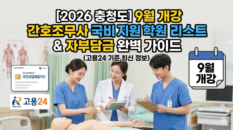 [2026 충청도] 9월 개강 간호조무사 국비 지원 학원 리스트 & 자부담금 완벽 가이드