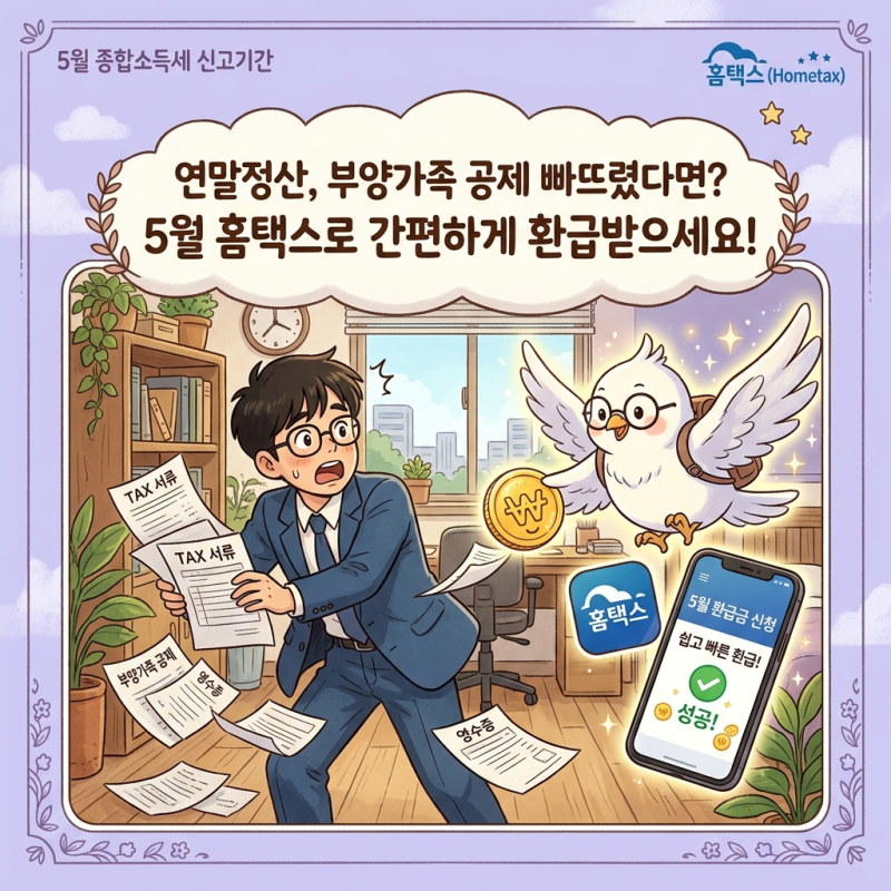 2026년 연말정산 부양가족 인적공제 누락 수정 신고! 홈택스 환급 절차 및 서류