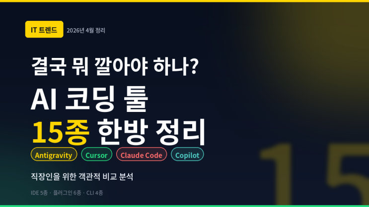 2026년 AI 코딩 툴 15종 비교 / 결국 뭐 깔아야 효율적일까