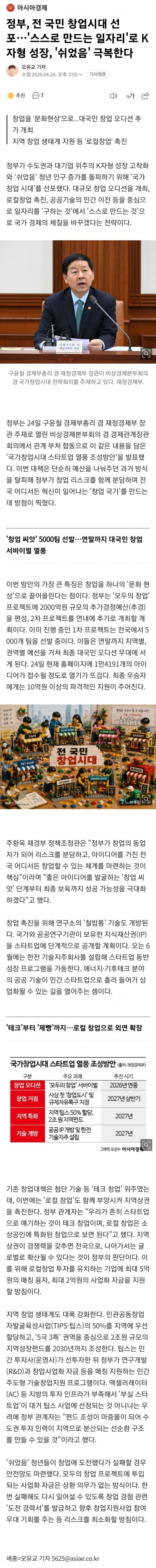  정부, 전 국민 창업시대 선포? 스스로 만드는 일자리로 극복