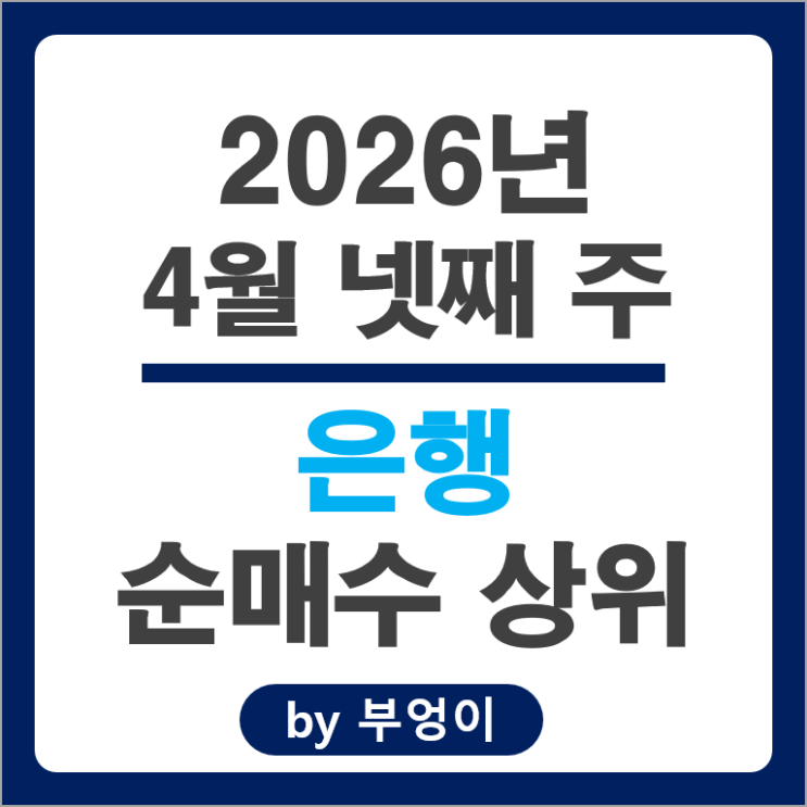 은행 순매수 Top 4 : 우리금융지주 하나금융지주 현대중공업 KB금융 주가